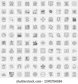 Set of 100 Elegant Line Icons Mixed, Mobile Apps, Music, Multimedia, Nature