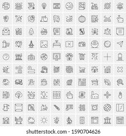 Set of 100 Elegant Line Icons Mixed, Mobile Apps, Music, Multimedia, Nature