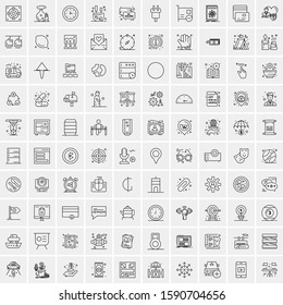 Set of 100 Elegant Line Icons Mixed, Mobile Apps, Music, Multimedia, Nature