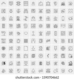 Set of 100 Elegant Line Icons Mixed, Mobile Apps, Music, Multimedia, Nature
