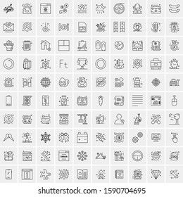 Set of 100 Elegant Line Icons Mixed, Mobile Apps, Music, Multimedia, Nature