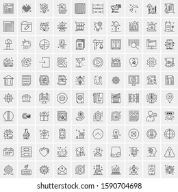 Set of 100 Elegant Line Icons Mixed, Mobile Apps, Music, Multimedia, Nature