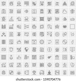 Set of 100 Elegant Line Icons Mixed, Mobile Apps, Music, Multimedia, Nature