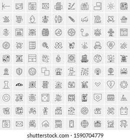 Set of 100 Elegant Line Icons Mixed, Mobile Apps, Music, Multimedia, Nature