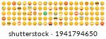 Set of 100 emoticon smile icons. Cartoon emoji set. Vector emoticon set