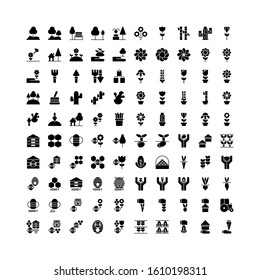 Set of 100 garden, harvest, agriculture glyph style icon - vector