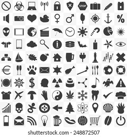 set of 100 general various icons for your use eps10