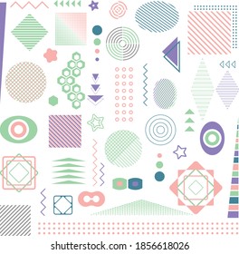 A set of 100 geometric shapes. A collection of fashionable semi-ton vector geometric shapes.