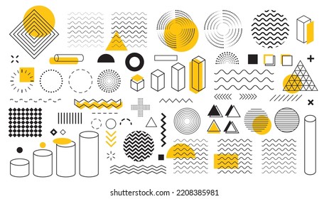 Set 100 Geometric Shapes Memphis Design Stock Vector (Royalty Free ...