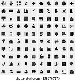 Set of 100 Glyph Universal Business Icons Vector