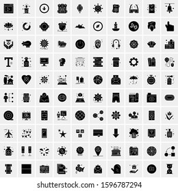 Set of 100 Glyph Universal Business Icons Vector