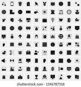 Set of 100 Glyph Universal Business Icons Vector