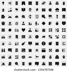 Set of 100 Glyph Universal Business Icons Vector