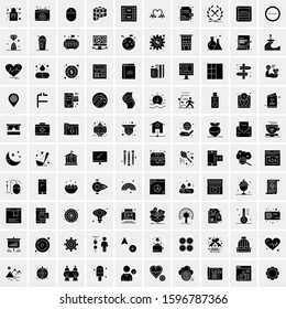 Set of 100 Glyph Universal Business Icons Vector