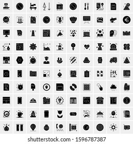 Set of 100 Glyph Universal Business Icons Vector