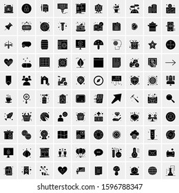 Set of 100 Glyph Universal Business Icons Vector