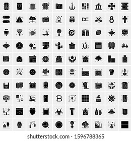 Set of 100 Glyph Universal Business Icons Vector