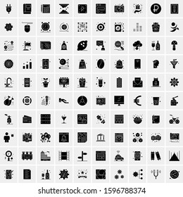 Set of 100 Glyph Universal Business Icons Vector