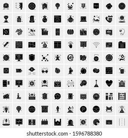 Set of 100 Glyph Universal Business Icons Vector