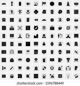 Set of 100 Glyph Universal Business Icons Vector