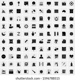 Set of 100 Glyph Universal Business Icons Vector