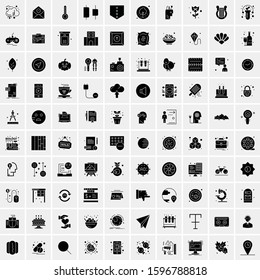 Set of 100 Glyph Universal Business Icons Vector