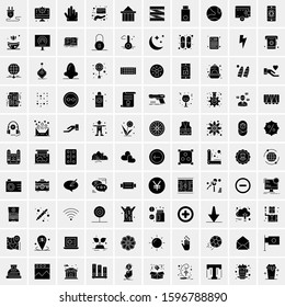 Set of 100 Glyph Universal Business Icons Vector
