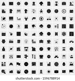 Set of 100 Glyph Universal Business Icons Vector