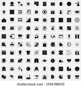 Set of 100 Glyph Universal Business Icons Vector
