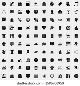 Set of 100 Glyph Universal Business Icons Vector