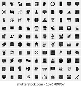 Set of 100 Glyph Universal Business Icons Vector