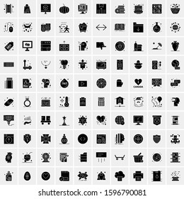 Set of 100 Glyph Universal Business Icons Vector