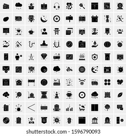 Set of 100 Glyph Universal Business Icons Vector