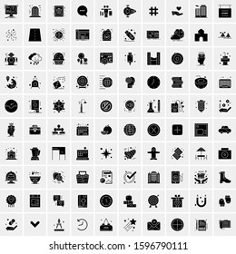 Set of 100 Glyph Universal Business Icons Vector