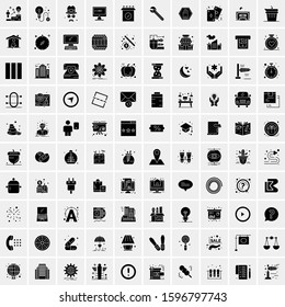 Set of 100 Glyph Universal Business Icons Vector