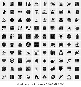 Set of 100 Glyph Universal Business Icons Vector
