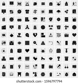 Set of 100 Glyph Universal Business Icons Vector