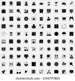 Set of 100 Glyph Universal Business Icons Vector