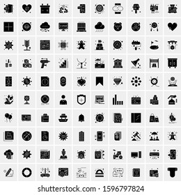 Set of 100 Glyph Universal Business Icons Vector