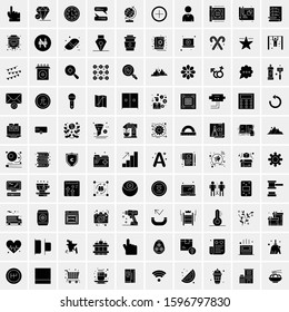 Set of 100 Glyph Universal Business Icons Vector
