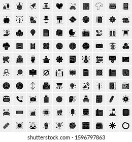 Set of 100 Glyph Universal Business Icons Vector