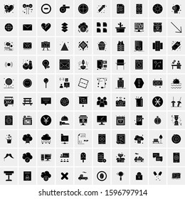 Set of 100 Glyph Universal Business Icons Vector
