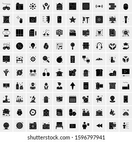 Set of 100 Glyph Universal Business Icons Vector