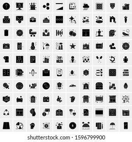 Set of 100 Glyph Universal Business Icons Vector