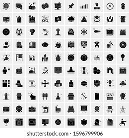 Set of 100 Glyph Universal Business Icons Vector