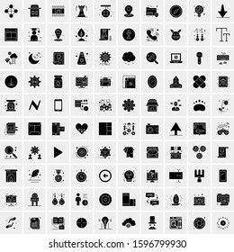 Set of 100 Glyph Universal Business Icons Vector