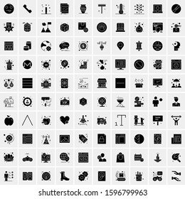 Set of 100 Glyph Universal Business Icons Vector