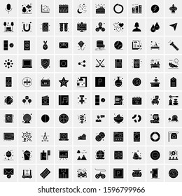 Set of 100 Glyph Universal Business Icons Vector