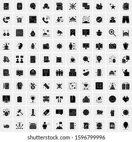 Set of 100 Glyph Universal Business Icons Vector