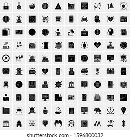 Set of 100 Glyph Universal Business Icons Vector